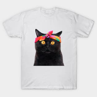 Black cat with bandana T-Shirt